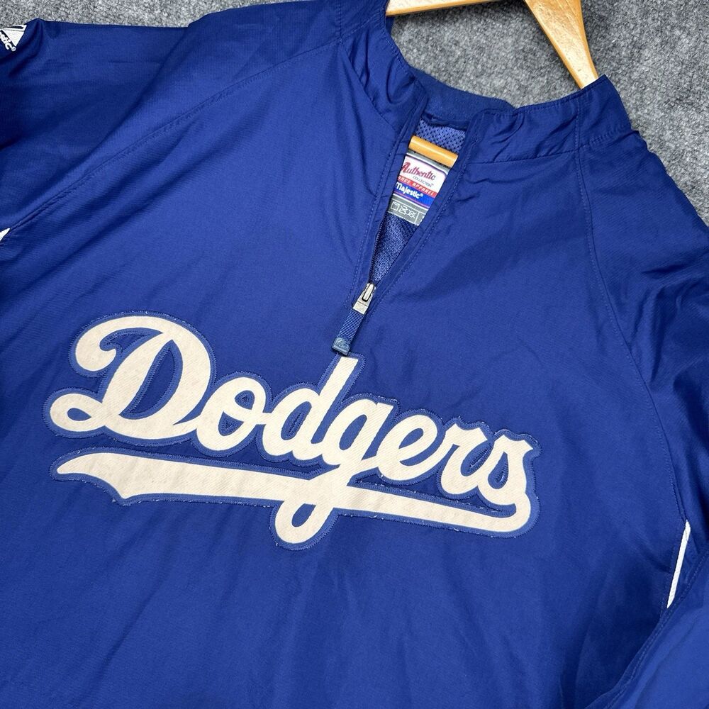 MLB Los Angeles Dodgers Majestic Cool Base 1/4 Zip Dugout Pullover Jacket 2XL